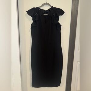 Elegant Black Ruffle Sleeve Dress
